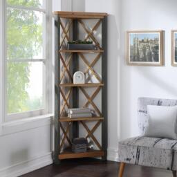 Urban Elegance Reclaimed Wood Corner Bookcase - Large - thumbnail 1