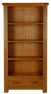 Arles Oak Large Bookcase, 180cm H with 1 Bottom Storage Drawer - image 1
