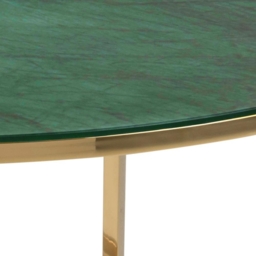 Apison Green Juniper Marble Effect Top and Gold Round Coffee Table - thumbnail 2