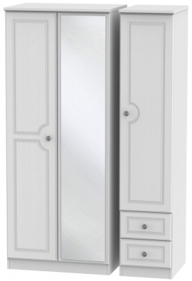 Pembroke White 3 Door 2 Right Drawer Mirror Wardrobe