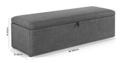 Sorrento Dark Grey Fabric Blanket Box - thumbnail 2