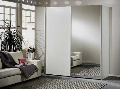 Miami 2 Door Mirror Sliding Wardrobe in White - W 200cm - image 1