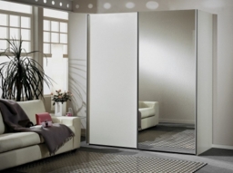 Miami 2 Door Mirror Sliding Wardrobe in White - W 200cm - thumbnail 1