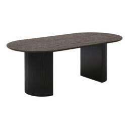 Boavista Dark Wood 8 Seater Fluted Oval Double Pedestal Dining Table - 210cm