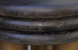 Macaron Rustic Black Oak and Brushed Gold Round End Table - thumbnail 2