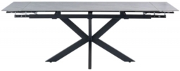 Sutton 6 Seater Extending Dining Table - Grey Sintered Stone top with Black Powder Coated Legs