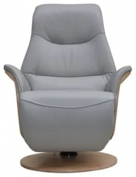 GFA LOWA Battery Operated Swivel Recliner Chair - Pale Grey Leather Match