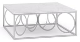 Clearance - Olympia White Marble Top and Silver Coffee Table