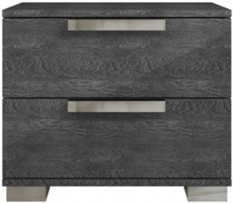 Sarah Grey Birch Italian 2 Drawer Bedside Cabinet with Vertical Handles