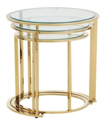 Allure  Set of 3 Glass Round Nest of Tables with Gold Base - thumbnail 2