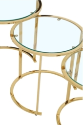 Allure  Set of 3 Glass Round Nest of Tables with Gold Base - thumbnail 3