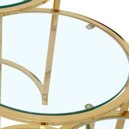 Allure Set of 3 Glass Round Nest of Tables with Gold Base - thumbnail 4