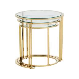 Allure Set of 3 Glass Round Nest of Tables with Gold Base - thumbnail 2