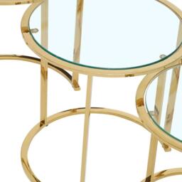 Allure Set of 3 Glass Round Nest of Tables with Gold Base - thumbnail 3