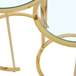 Allure Set of 3 Glass Round Nest of Tables with Gold Base - thumbnail 5