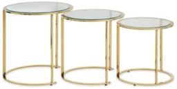 Allure  Set of 3 Glass Round Nest of Tables with Gold Base - thumbnail 1
