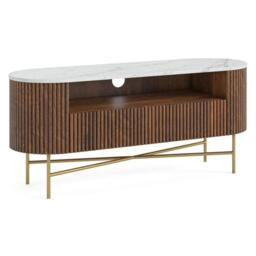 Harvard TV Unit - 120cm Fluted Curved - White Marble Top - thumbnail 2