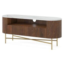 Harvard TV Unit - 120cm Fluted Curved - White Marble Top - thumbnail 3