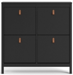 Barcelona 4 Compartments Shoe Cabinet in Matt Black