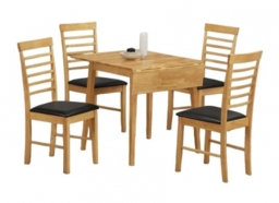Hanover Light Oak 4 Seater Square Drop Leaf Dining Set