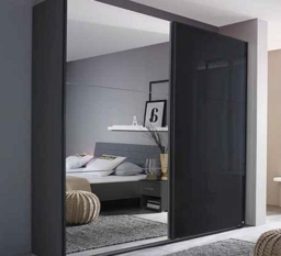 Rauch Cadiz 218cm Metallic Grey Gloss 2 Door Mirror Sliding Wardrobe - thumbnail 1