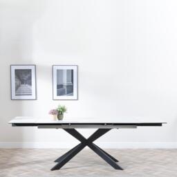 Sutton Dining Table - 4-8 Seater - 140cm-200cm - Extending - White Ceramic - Black Star Base - thumbnail 5