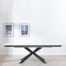 Sutton Dining Table - 4-8 Seater - 140cm-200cm - Extending - White Ceramic - Black Star Base - thumbnail 4