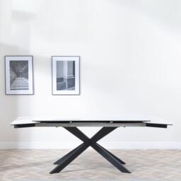 Sutton Dining Table - 4-8 Seater - 140cm-200cm - Extending - White Ceramic - Black Star Base - thumbnail 2