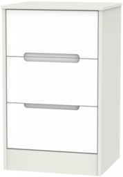 Monaco White and Cashmere 3 Drawer Beside Cabinet