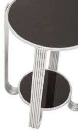 Auxier Black Mirror and Silver Round End Table - thumbnail 3