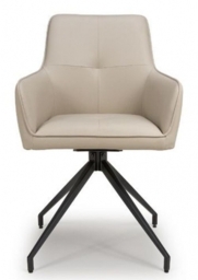 2 x Nix Taupe Faux Leather Swivel Dining Chair