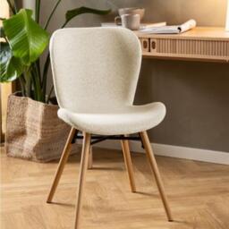 2 x Forster Cream Fabric Dining Chair with Oak Legs