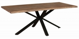 Carlton Modena Charcoal Oiled Oak 8 Seater Dining Table, 200cm with Spider metal Legs Rectangular Top