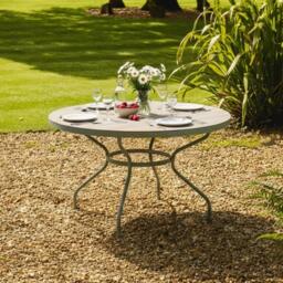Bergen Garden Round Dining Set - 4 Seater - 150cm - Green Metal - 4 Stacking Armchairs - thumbnail 2