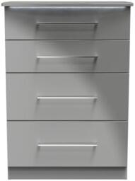Paris Grey Gloss 4 Drawer Deep Chest