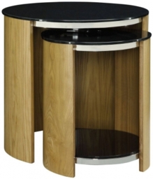 Jual Curve Oak Nest of Table - Glass JF305