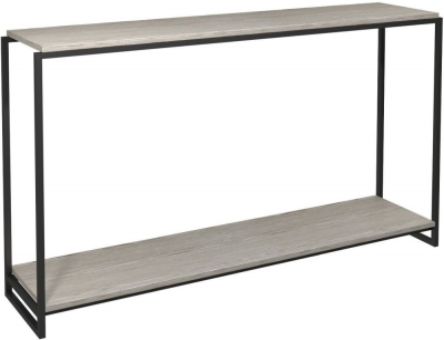 Federico Weathered Oak Console Table with Black Metal Frame