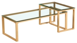 Canterbury Glass Top and Gold Coffee Table Set of 2