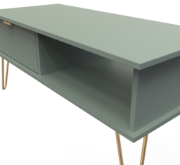 Linear Reed Green 1 Drawer Coffee Table with Hairpin Legs - thumbnail 3