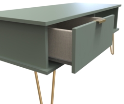 Linear Reed Green 1 Drawer Coffee Table with Hairpin Legs - thumbnail 2