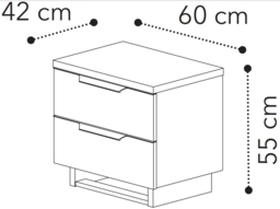 Modum Smart Walnut Italian 2 Drawer Mini Bedside Cabinet - thumbnail 2