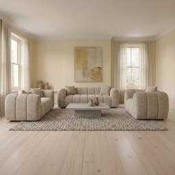 Venice Sofa Set - Beige Fabric - 3+2+1 Seater - thumbnail 1