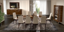 Modern Eva Walnut Italian 6-10 Seater Extending Dining Table with Gold Trim - thumbnail 3