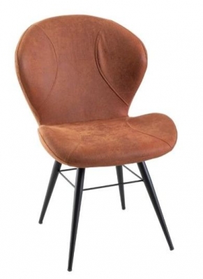 Clearance - Arctic Ochre Dining Chair, Velvet Fabric Upholstered with Round Black Metal Legs - image 1