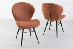 Clearance - Arctic Ochre Dining Chair, Velvet Fabric Upholstered with Round Black Metal Legs - thumbnail 3