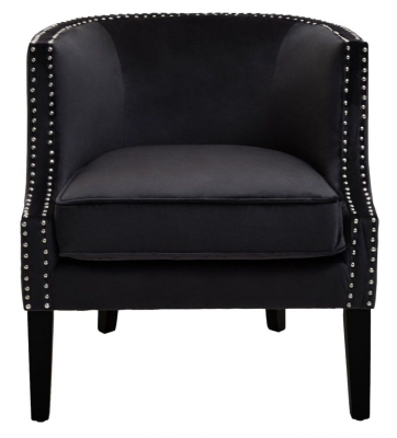 Larissa Black Velvet Fabric Studded Accent Chair - image 1