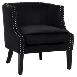 Larissa  Black Velvet Fabric Studded Accent Chair - thumbnail 2