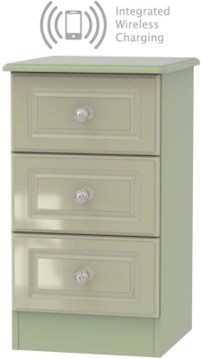 Balmoral Mushroom 3 Drawer Bedside Cabinet with Wireless Charging