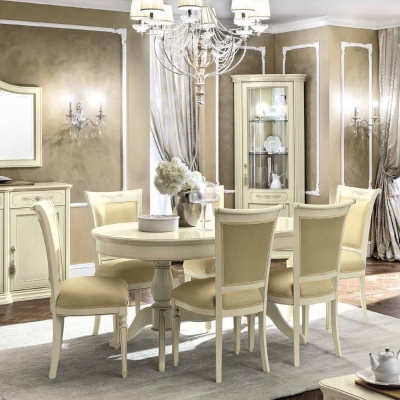 Camel Torriani Ivory Italian Oval Extending Dining Set with Chairs - image 1