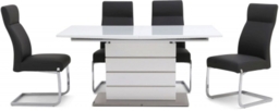 Massimo Grey Gloss Butterfly Extending Dining Set with 4 Dante Grey Chairs